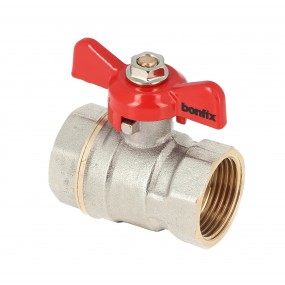 Ball valve with red butterfly PN25