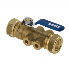 Ball valve with backflow protection with drainplug EA
